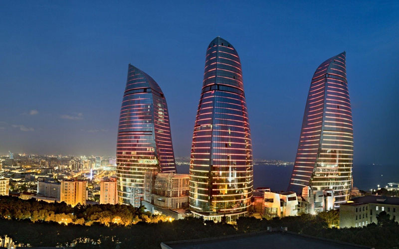 Baku Flame Towers is a modern structure on an ancient hill