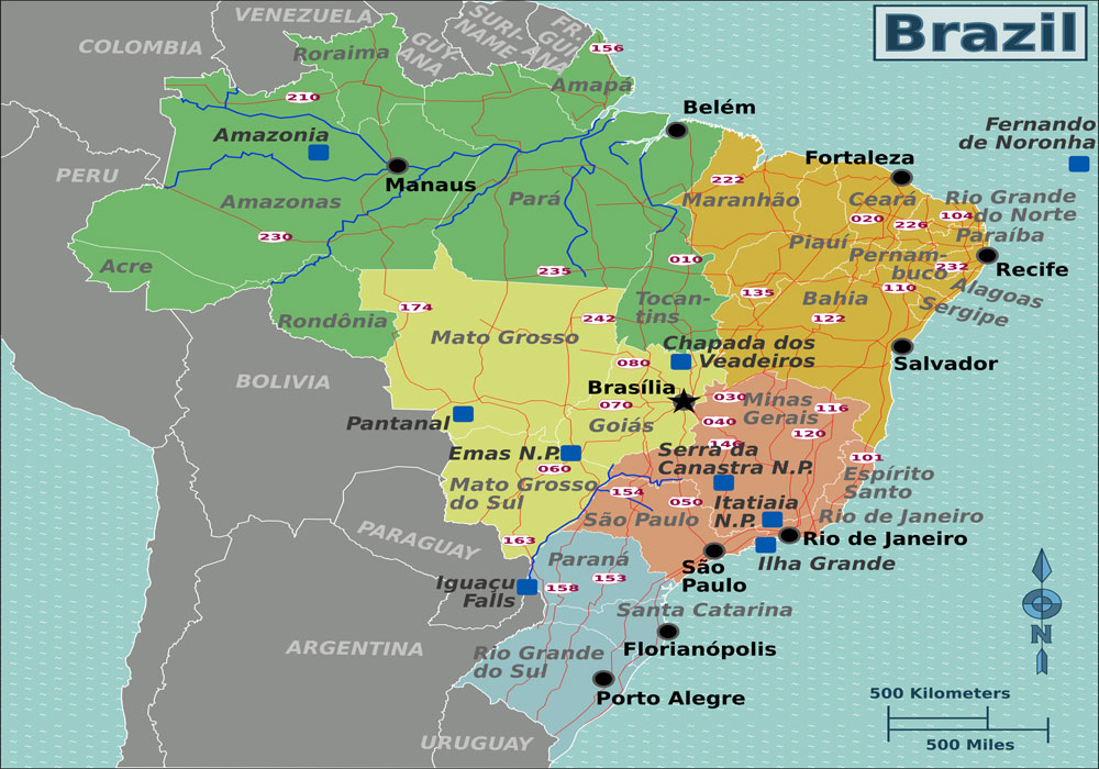 Brazil tourism map