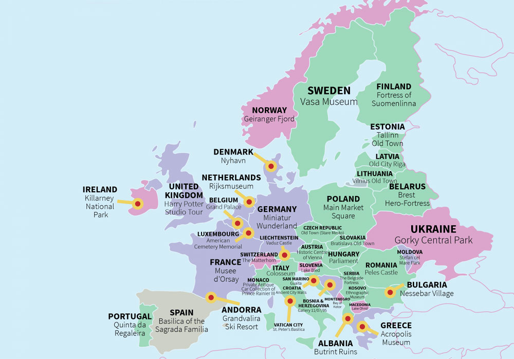 European tourism map
