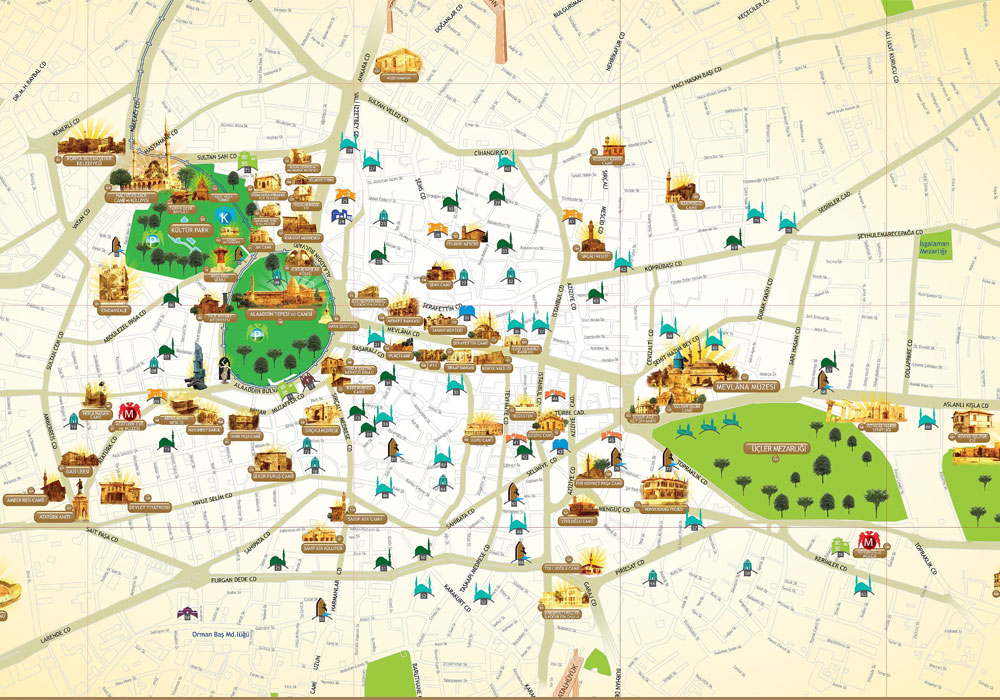 Konya tourism map