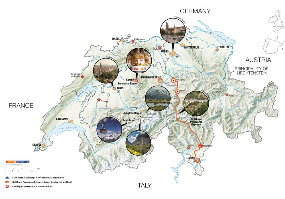 Switzerland tourism map